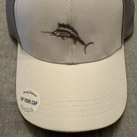 Tommy Bahama Men's Mesh Cap White Marlin Logo Island Life Snapback Hat Trucker - Picture 2 of 9